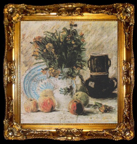 framed  Vincent Van Gogh Vase with Flowers, ta009-2